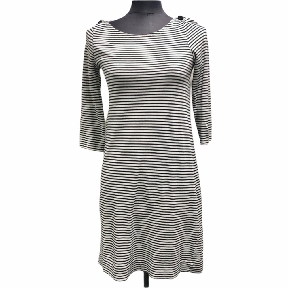 J. Crew Black & Ivory Stripe Long Sleeve Dress - Size XS